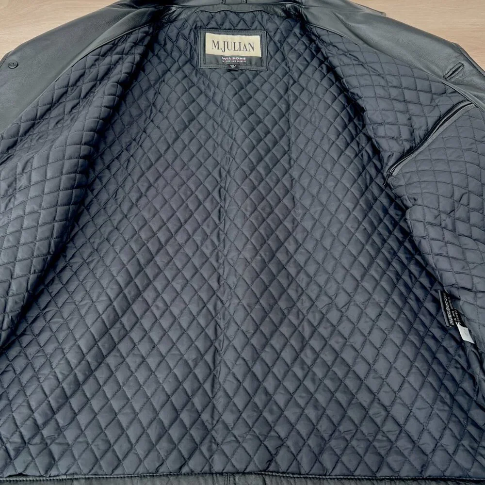 EUC Vintage 1990s M. Julian by Wilsons Leather Black Button Up Men's Car Coat XL